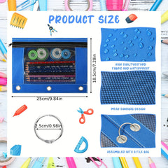 24pcs Large Pencil Pouch for 3 Ring Binder and 12pcs 2.54cm Rings Key Rings
