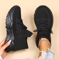 Women's Knit Sock Sneakers Lace Up Running Shoes Non slip Sport Shoes