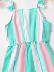 Toddler Girls Striped Graphic Rompers Jumpsuits