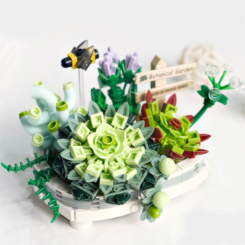 Succulent Sakura Potted Plant Building Blocks Set DIY Bonsai Bricks