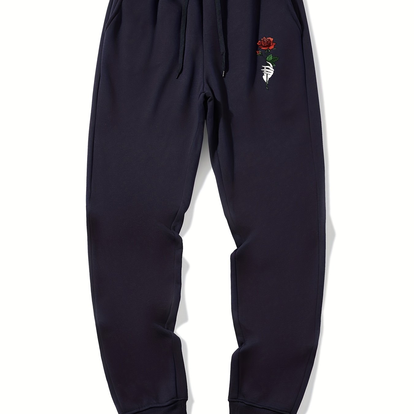 Rose In Hand Graphic Drawstring Joggers Men s Sweatpants