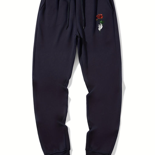 Rose In Hand Graphic Drawstring Joggers Men s Sweatpants