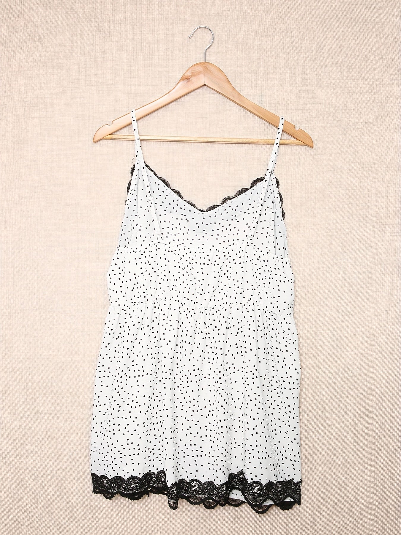 Polka Dot Lace Trim Cami Top