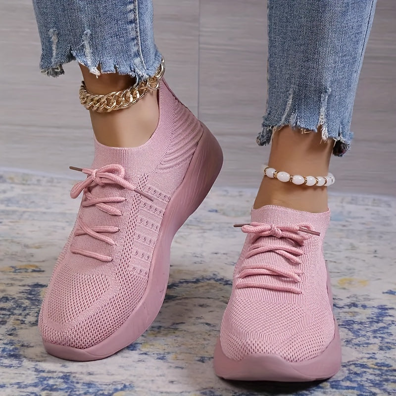 Women's Textured Knit Running Shoes Lightweight Casual Sneakers