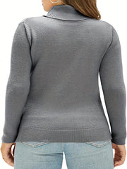 Casual Solid Jacquard Turtle Neck Stretch Sweater
