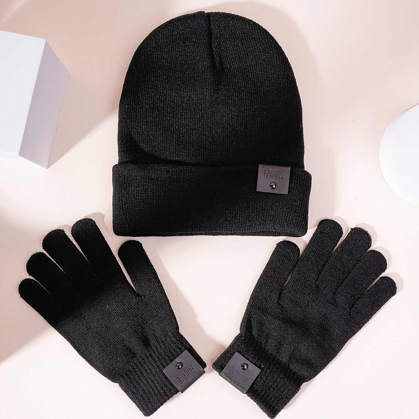 Men's Knitted Hat And Gloves Set