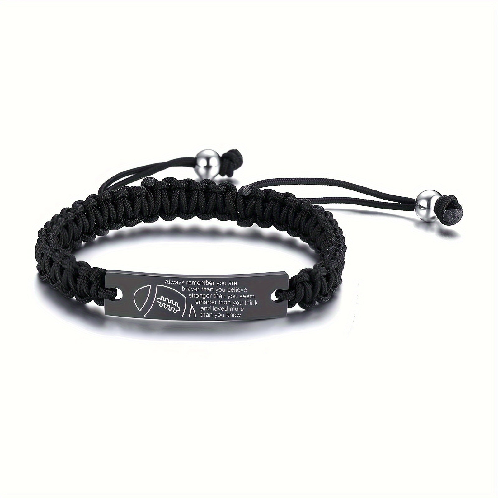 Rope Bracelet with Rugby Letter Graphic Charm