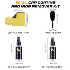 Car Coating & Iron Remover Kit 50-200ml Protect Wheels & Brake Discs
