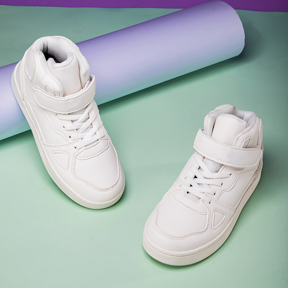Women's Faux Leather Skate Shoes Flat Non Slip Sneakers