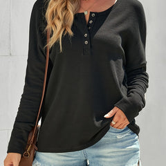 Women's Waffle Knit Button Sweater Long Sleeve