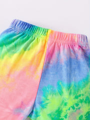 Girl's Rainbow Tie Dye 2pcs Sweatshirt & Pants Set for Spring Fall