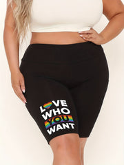 Women's Graphic Print High Rise Skinny Fitness Shorts