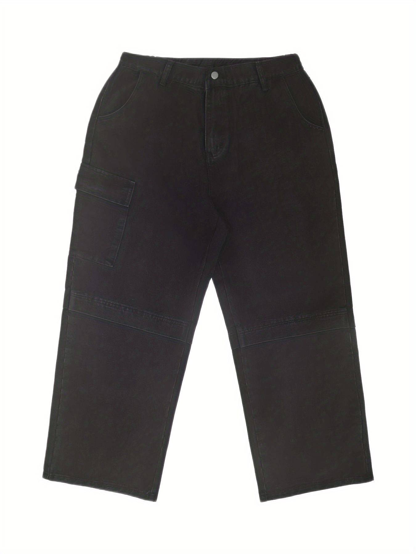 Wide Leg Cargo Jeans With Flap Pockets