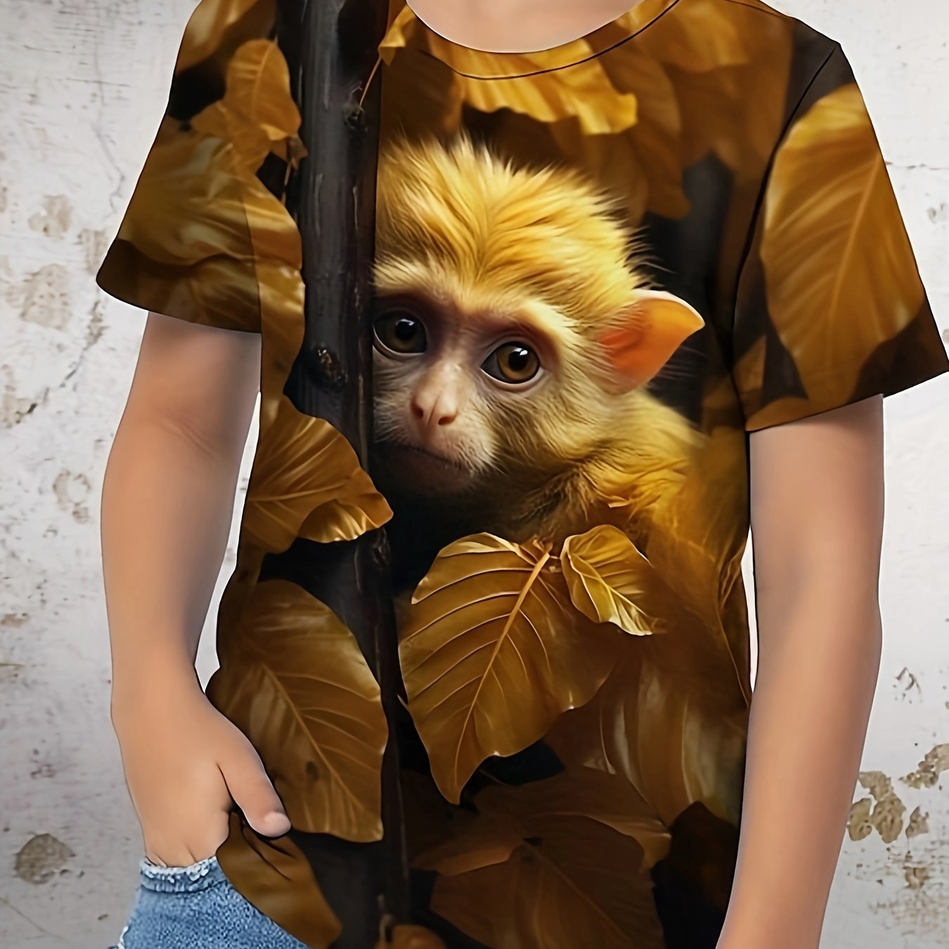 3D Monkey Graphic Short Sleeve T shirt Girls Breathable Pullover Tops