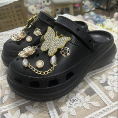 Bling Shoe Charms Set for Clogs & Sandals, Rhinestone & Faux Pearl