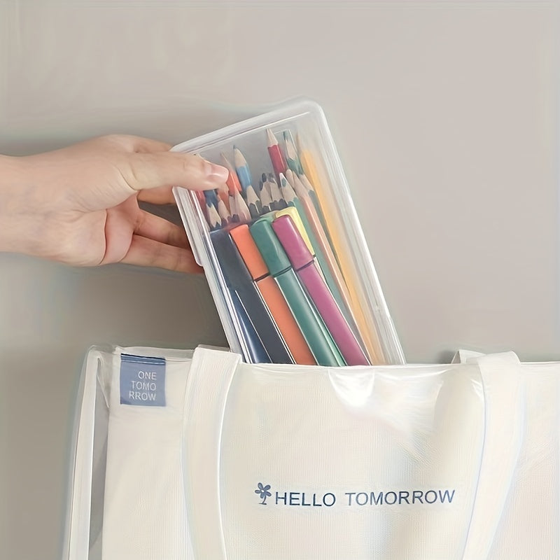 Large Capacity Transparent Stationery Storage Box Pen Holder