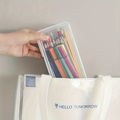 Large Capacity Transparent Stationery Storage Box Pen Holder