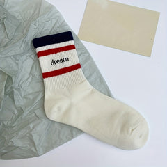 Striped Print Mid Tube Socks for Women