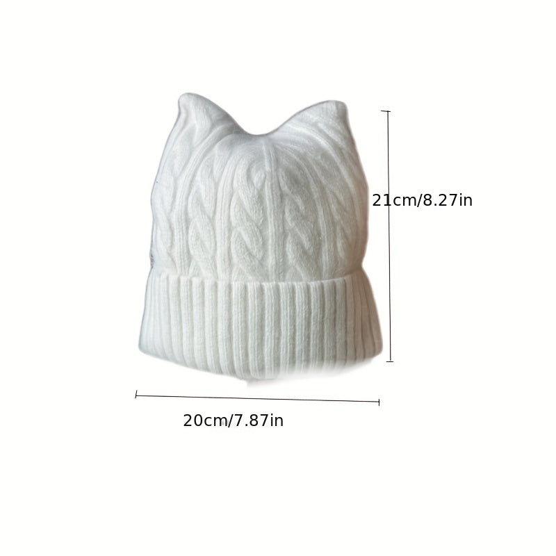 Women's Cat Ears Knit Beanie Hat for Winter Sports