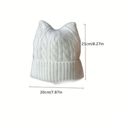 Women's Cat Ears Knit Beanie Hat for Winter Sports
