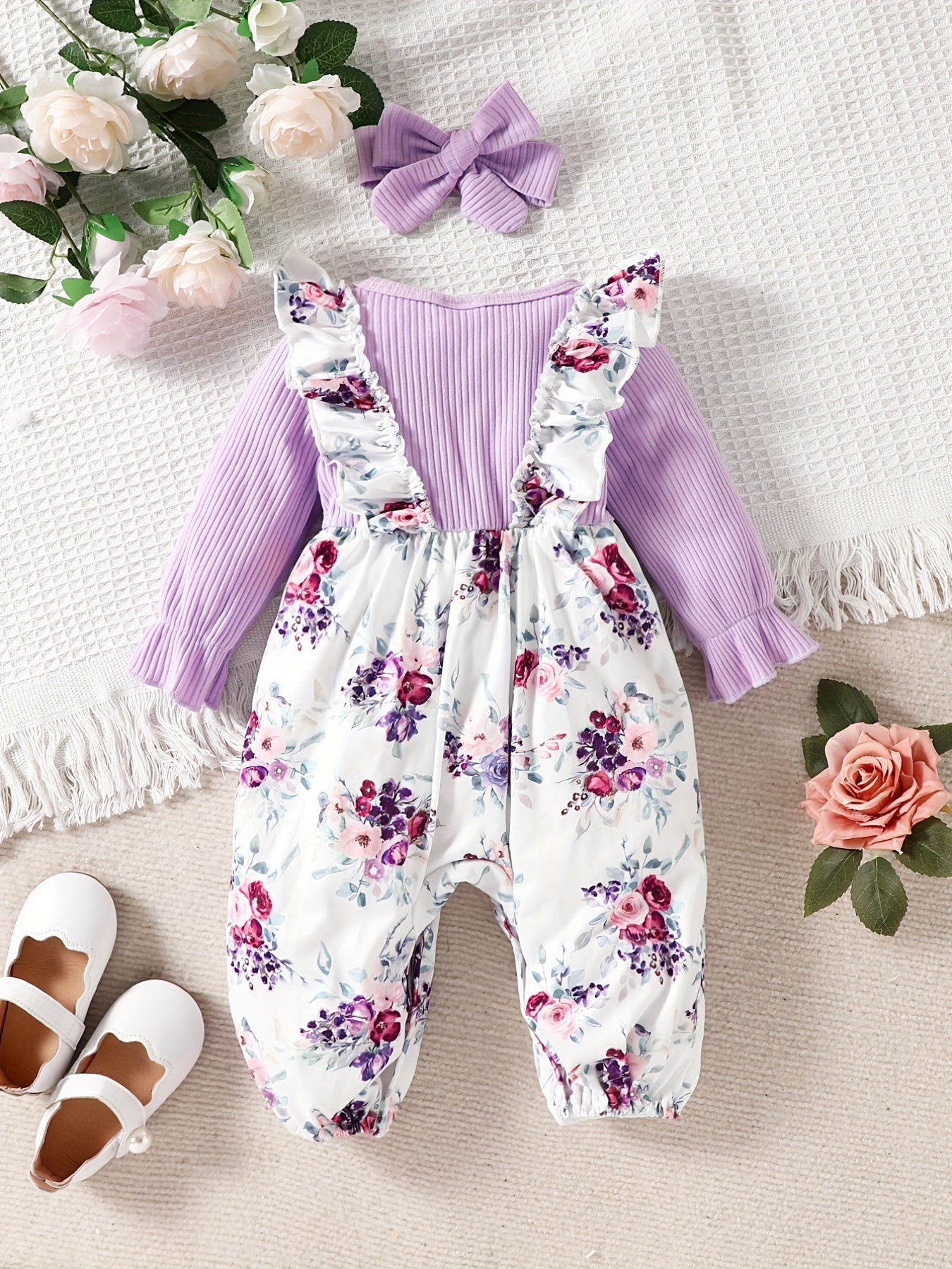 Baby Girls Animal Print Romper with Headband