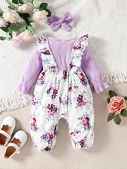Baby Girls Animal Print Romper with Headband