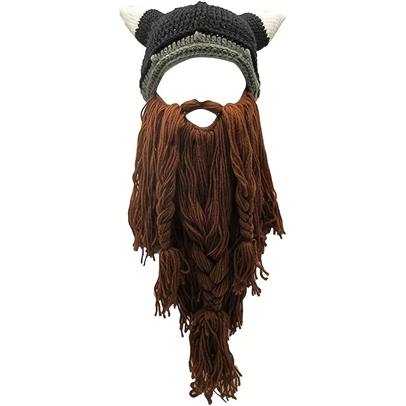 Funny Knitted Beard Hat for Halloween Christmas
