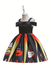 Halloween Witch Cosplay Costume & Bag Off shoulder A line Dress Kid's Dress Up