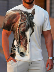 Men's Horse Graphic T Shirt 3D Print Active Stretch Short Sleeve Tee