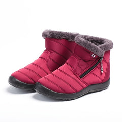 Waterproof Fleece Liner Snow Boots Ankle Thermal Insulated Flat Shoes