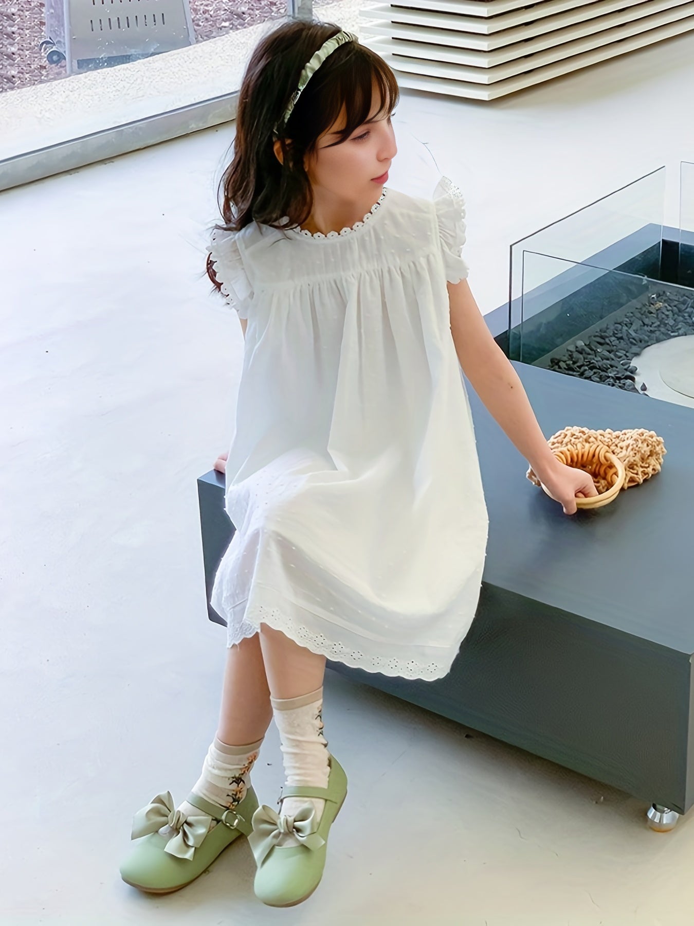 Girl's Cotton Floral Princess Dress Sleeveless Crew Neck for Summer Party