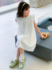 Girl's Cotton Floral Princess Dress Sleeveless Crew Neck for Summer Party