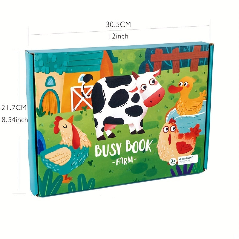 Montessori Busy Book Set: Dinosaur & Farm Learning Toys