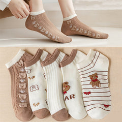 5 Pairs Women's Ankle Cotton Low Cut Socks
