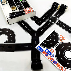 28pcs DIY Road Sign Sticker Set Traffic Rules Game Toys Car Educational Crafts