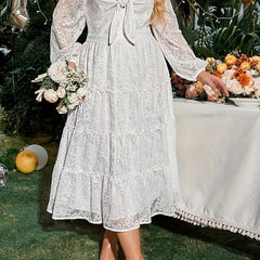 Lace Sleeve Maxi Evening Dress