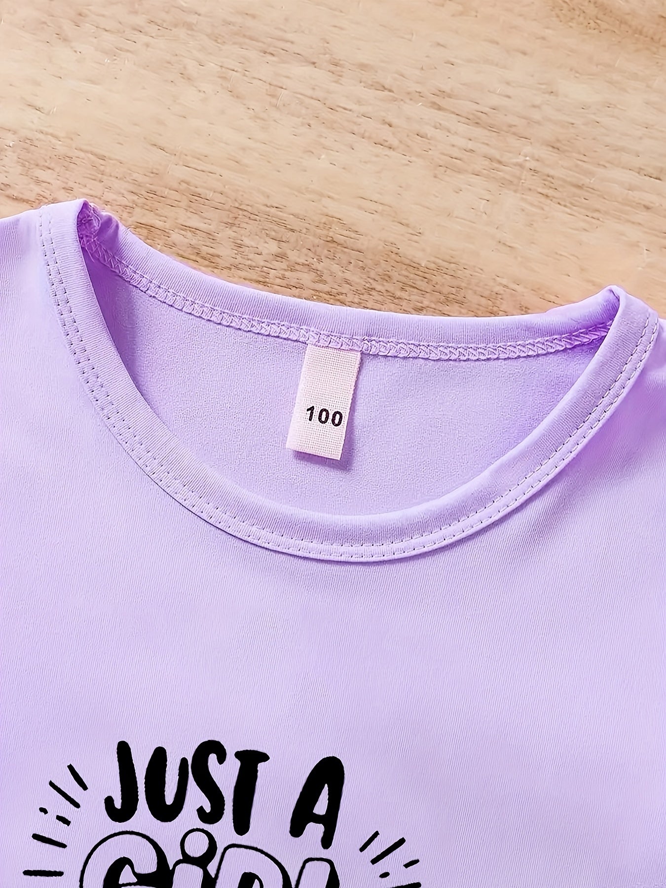 Girls Alphabet Printed T-shirt and Solid Shorts Set