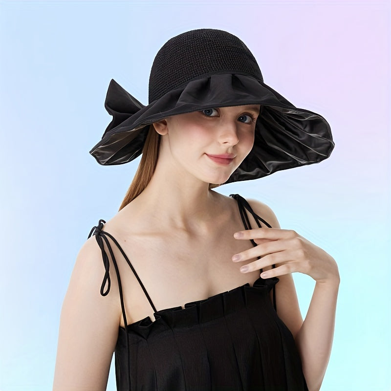 Bowknot Sun Hat UV Protection Bucket Hat Adjustable Summer Beach Hats