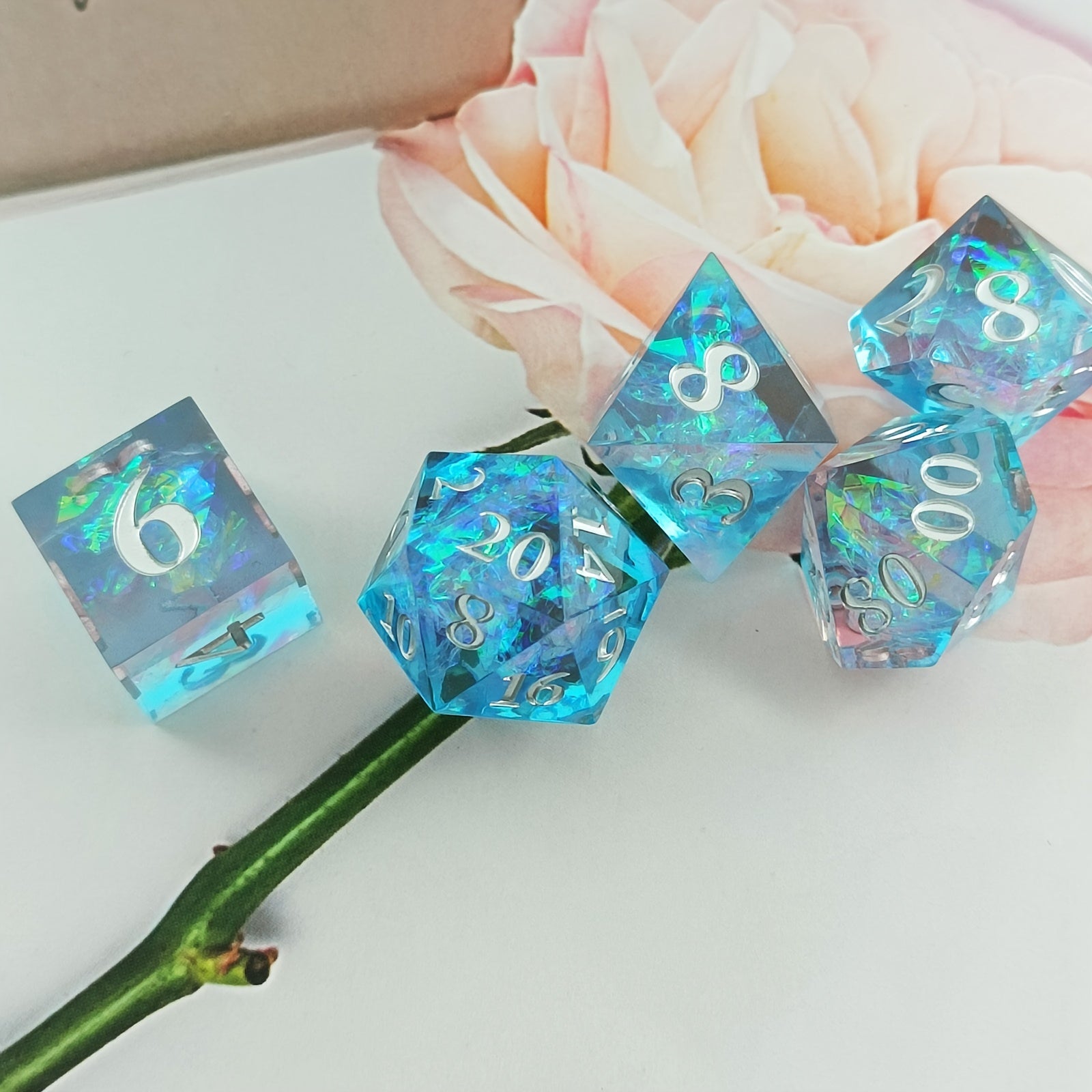 High Clear Paper Solid Resin Dice Set - Tabletop Game Dice Accessories