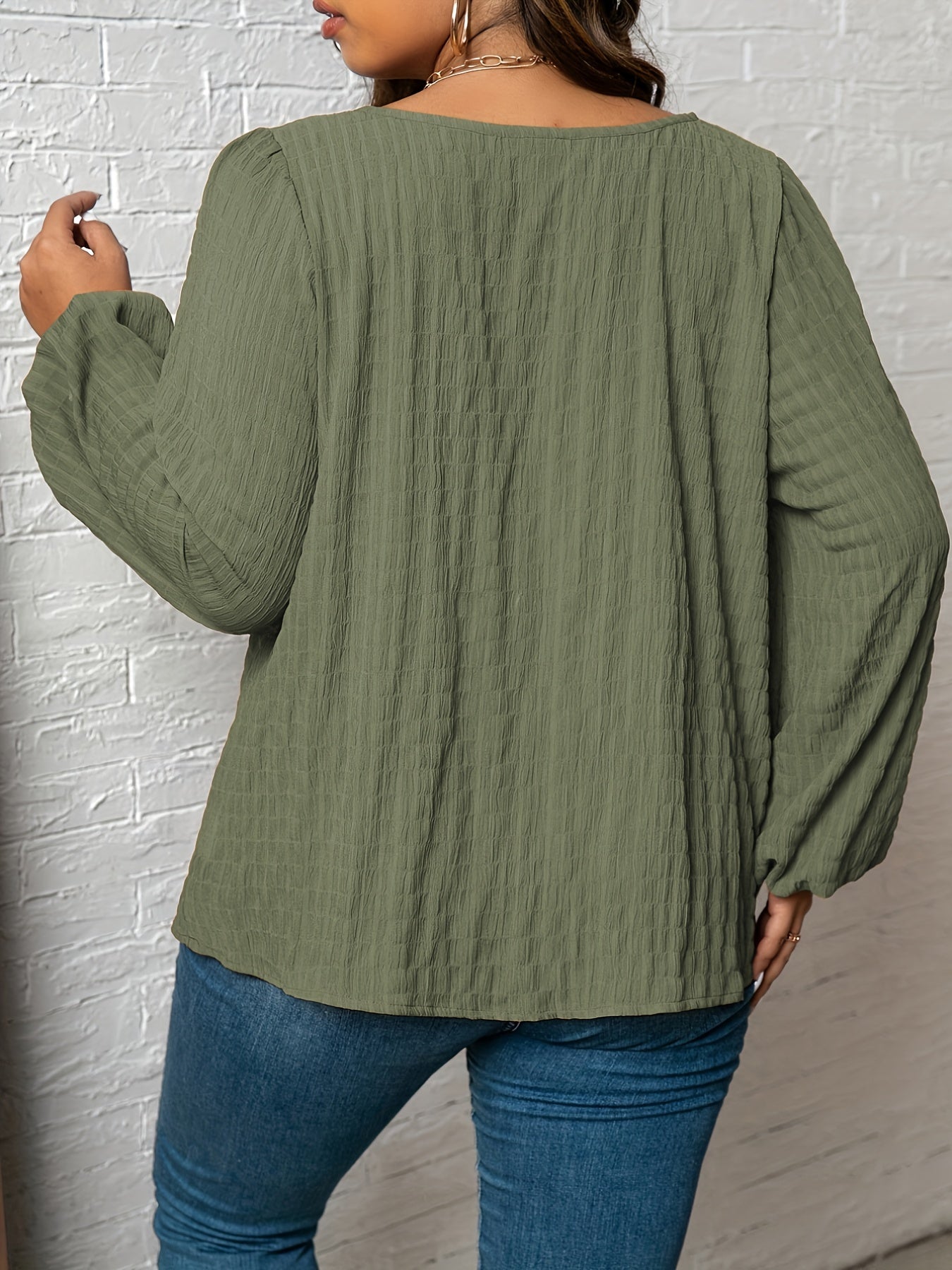 Women's Solid Lantern Sleeve Blouse