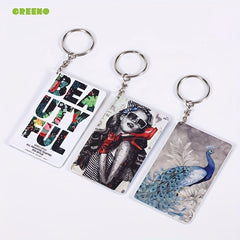 10pcs Plastic Sublimation Key Chain Rectangle Backpack Ornament