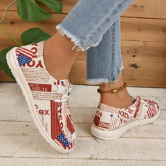Women's Flag Print Loafers Lace Up Outdoor Sneakers Lightweight Shoes