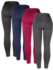 Solid Sports Leggings with Pocket High Waist Running Yoga Fitness Tight Pants