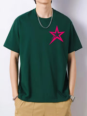 Pentagram Pattern Print Men's Graphic Cotton Crew Neck Tshirt
