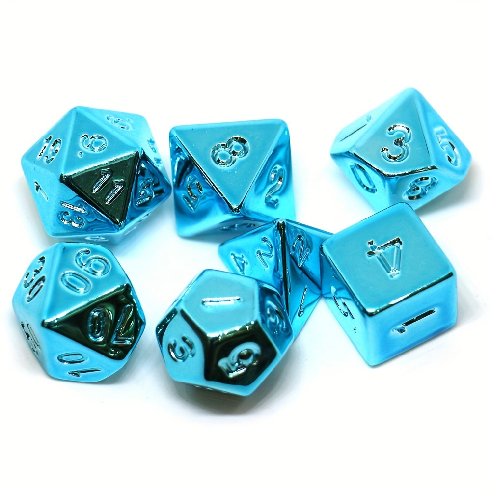 7 Piece Electroplated Polyhedral Dice Set for RPGs & Table Games