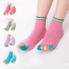Block Stripes Yoga Socks Non Slip Grippers Low Cut Socks