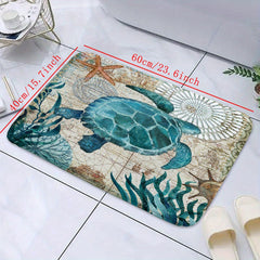 Sea Turtle Bathroom Mat Soft Flannel Bath Rug Non Slip Carpet Home Decoration