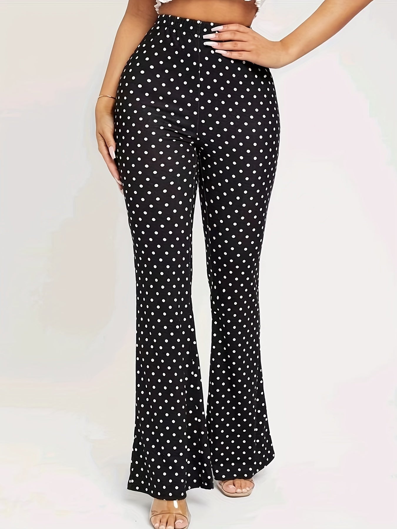 Women's Polka Dot High Waist Flare Leggings for Yoga and Running