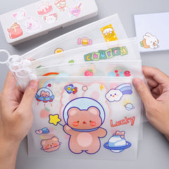 Large Capacity Cartoon Animal Zipper File Bags Set