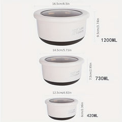 3pcs Stainless Steel Lunch Boxes Portable Sealed Fresh keeping Bowl